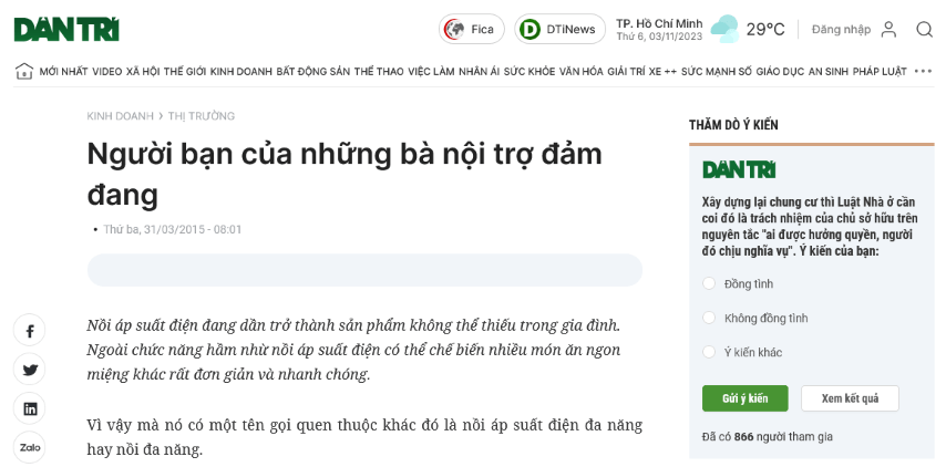 Dantri.com: Nồi áp suất điện, người bạn của những bà nội trợ