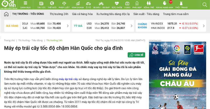24h.com.vn: Máy ép trái cây tốc độ chậm Hàn Quốc