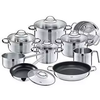 Bộ nồi Elo Belle 5 chiếc nhập khẩu Đức, chất liệu inox 304 an toàn với sức khỏe, đáy 3 lớp bắt nhiệt tốt