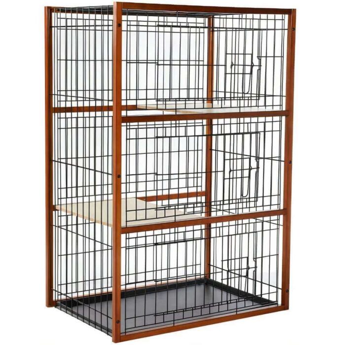 Chuồng gỗ cho mèo 3 tầng sàn nhựa RICHELL RC20