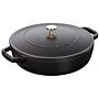 Nồi gang Staub Braiser Chistera Lid 28cm - Màu đen, sản xuất tại Pháp, dùng để ninh hầm thực phẩm