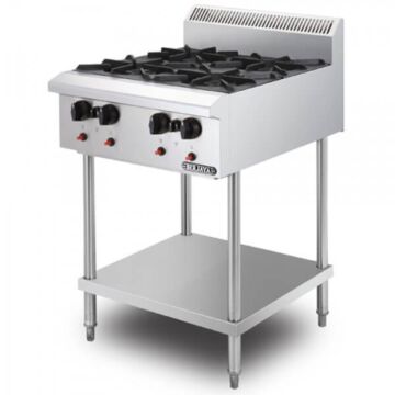 Bếp âu 4 họng Berjaya OB4FS-17, sử dụng gas, có chân đứng, dùng cho nhà hàng