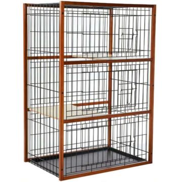 Chuồng gỗ cho mèo 3 tầng sàn nhựa RICHELL RC20