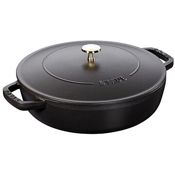 Nồi gang Staub Braiser Chistera Lid 28cm - Màu đen, sản xuất tại Pháp, dùng để ninh hầm thực phẩm