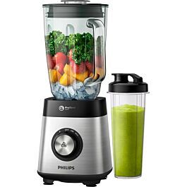 Máy xay sinh tố Philips HR3573/90, công suất 1000w, cối thủy tinh dung tích 2 lít, cối nhỏ 600 ml có thể mang đi, 5 tốc độ xay và 1 chế độ nhồi