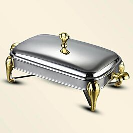 Nồi buffet hấp thực phẩm dung tích 3 lít, chất liệu inox, hâm nóng bằng cồn, dùng cho nhà hàng, có kèm vỉ inox