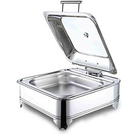 Nồi buffet hơi công nghiệp vuông dung tích 6 lít, nắp kính trong giúp quan sát thực phẩm bên trong