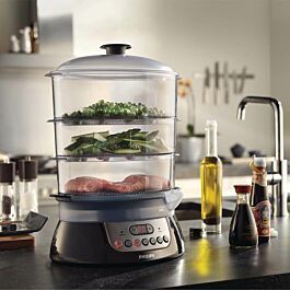 Nồi hấp 3 tầng Philips HD9140, thương hiệu Hà Lan, dung tích 9 lít, điều khiển cơ, bảo hành 2 năm