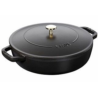 Nồi gang Staub Braiser Chistera Lid 28cm - Màu đen, sản xuất tại Pháp, dùng để ninh hầm thực phẩm