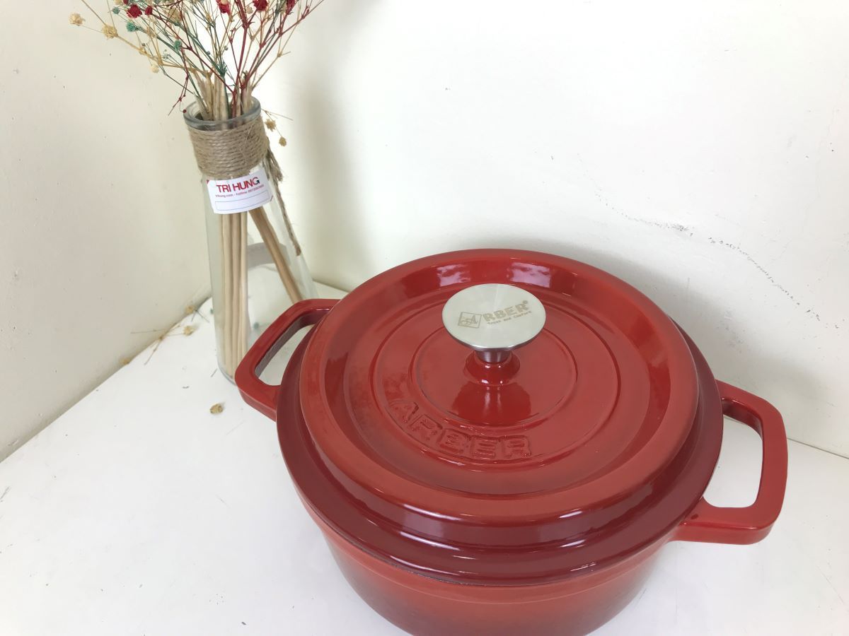 nồi gang đúc 20cm màu đỏ