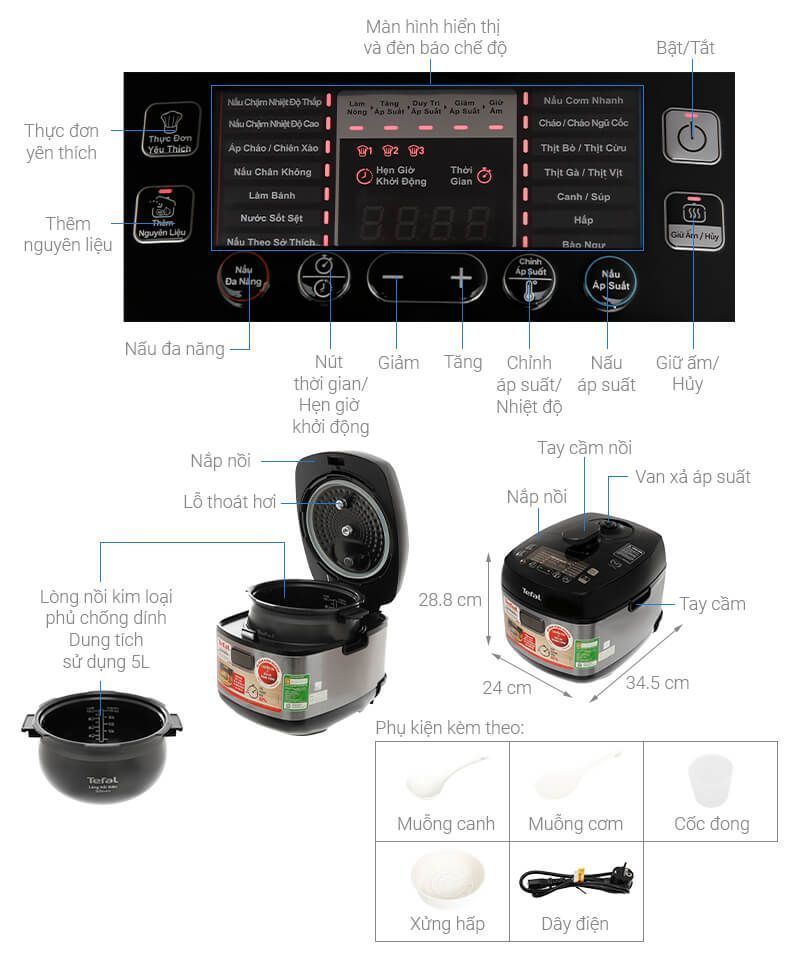 Nồi áp suất Tefal EPC - Smart Pro Multicooker CY62586