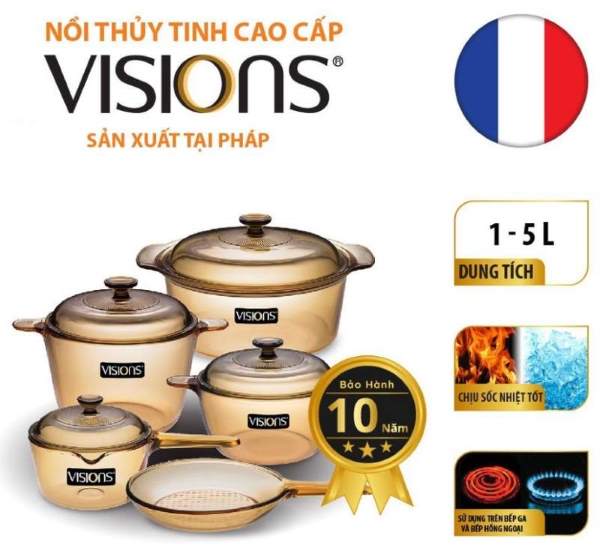 bo noi chảo thuy tinh Visions VS-339 cao cap