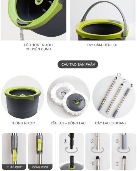 Cây lau nhà mini Hikari HR-365F